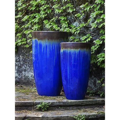 Kinsey Garden Decor Orion Blue Extra Tall Ceramic Floor Vase Planter