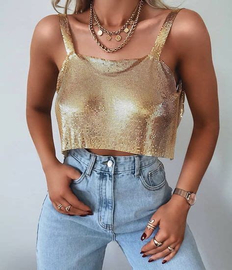Glittery Gold Sequin Crop Top Outfit In 2020 New Years Eve Outfits