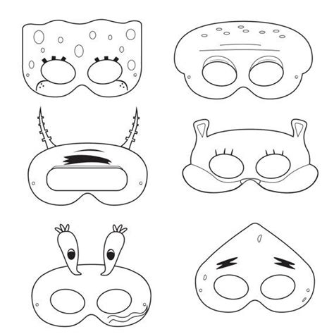Do you like the ben 10 animated series? Sponge Printable Coloring Masks, ocean mask, squid ...