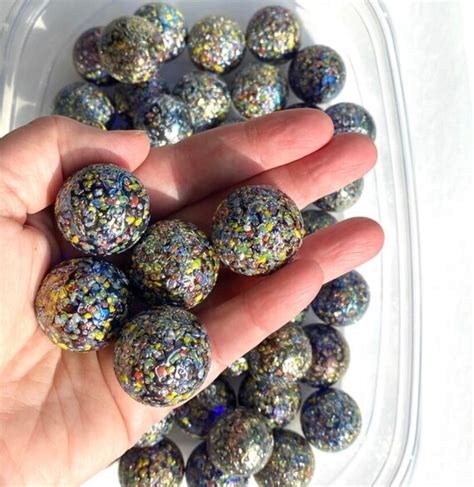 1 Or Set Of 5 Glitterbomb Mega Marble Glass Marbles 1 Etsy
