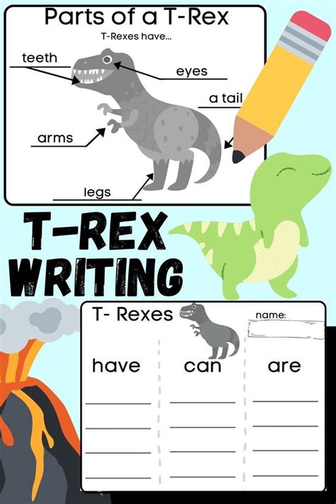 T Rex Dinosaur Writing And Labeling Informative Have Can Are W