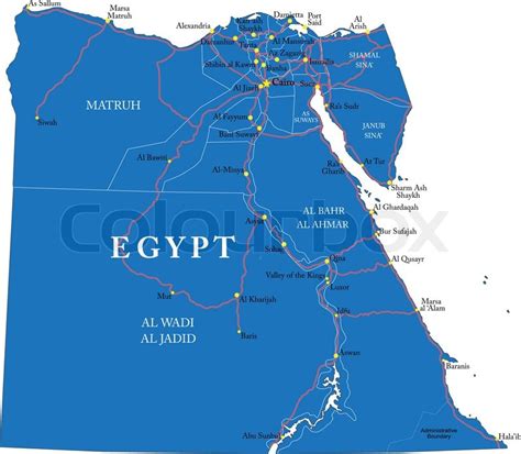 Highly Detailed Vector Map Of Egypt Stock Vector Colourbox