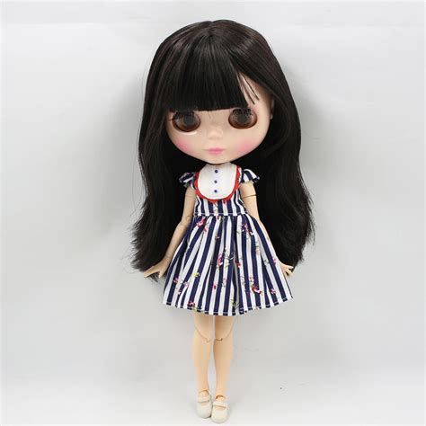 Fortune Days Nude Blyth Doll No BL Black Hair With Bangs JOINT Body Flesh Color Skin