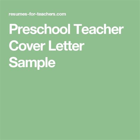 Preschool Teacher Cover Letter Sample Application Letter Example
