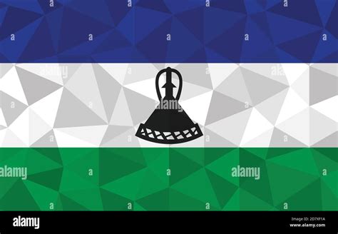 Low Poly Lesotho Flag Vector Illustration Triangular Basotho Flag