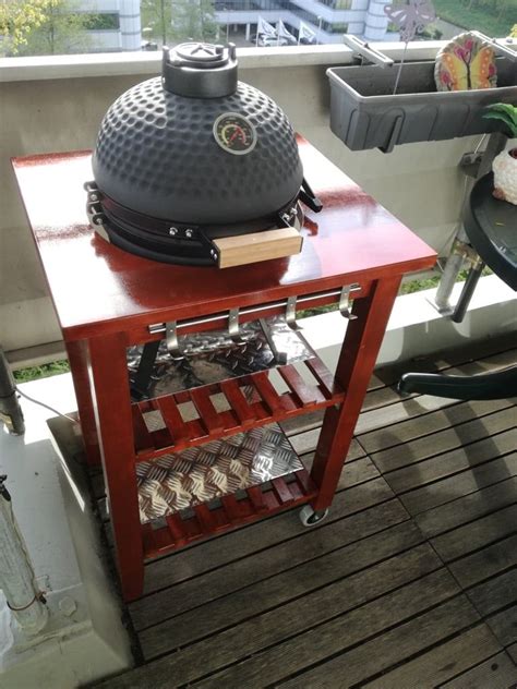 Bbq Grill Table For My Mini Kamado Ikea Hackers Outdoor Bbq Outdoor