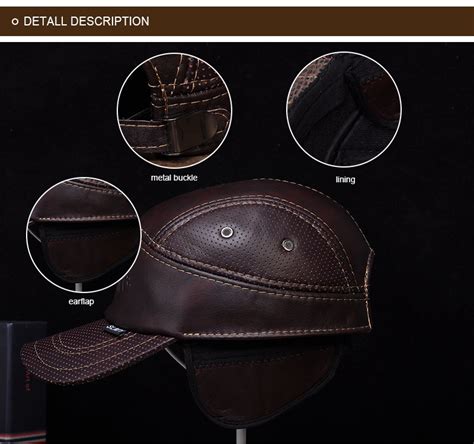 Hl033 Winter Genuine Hat Leather Men Baseball Cap Cbd High Quality Men