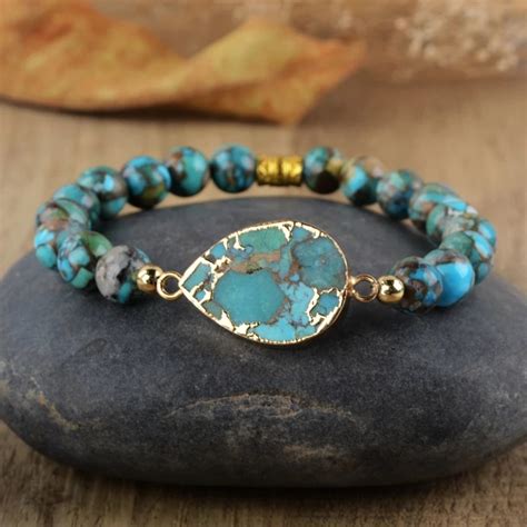 Natural Turquoise Stone Bracelet KittiJewelry