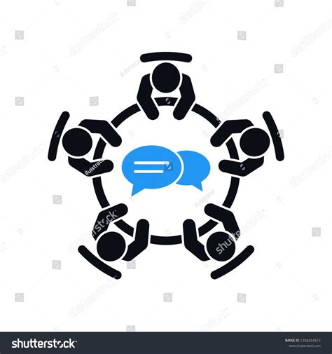 Business Meeting Vector Icon Group Of Five People Sitting Around A