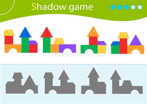 Shadow Game For Kids Match The Right Shadow Toy Pyramids Stock Vector
