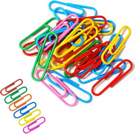 100 Pcs Coloured Paper Clips Plastic Coated Metal Paperclips Paper