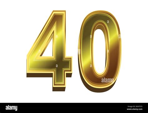 3d Golden Number 40 Isolated On White Background Stock Vector Image