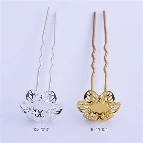 75mm U Shape Hair Pins With 10mm Cameo Base Clips Flower Bobby Etsy