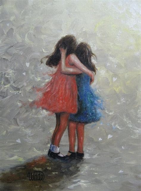Sisters Art Print Two Sisters Hugging Girls Sister Wall Etsy