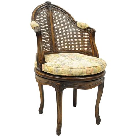 Vanity chair soft top bathroom useful and elegant vanity. French Country Louis XV Style Swivel Vanity Chair Cane ...