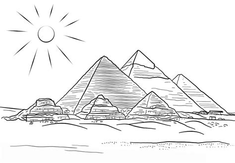 Giza Pyramids Färbung Seite - Kostenlose druckbare Malvorlagen für Kinder