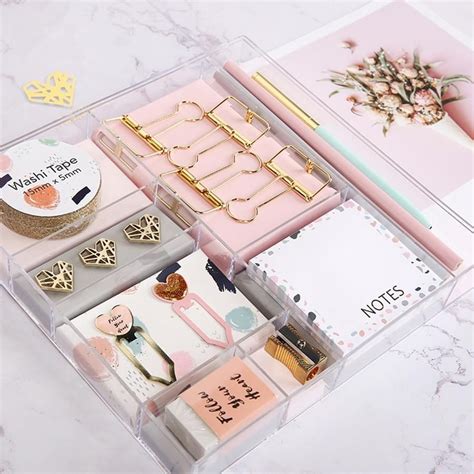 Mint And Pink Stationery Kit With 16 Items Stationary School Cute