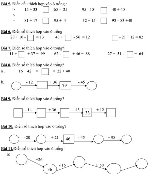 13 bài toán điền số cho học sinh lớp 1