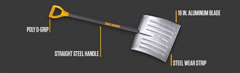 True Temper 1641000 Aluminum Snow Shovel D Grip Steel Handle 18 Inch