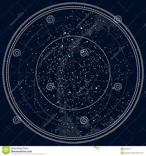 Northern Hemisphere High Detailed Star Map Of Vector Constellations