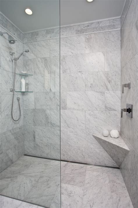 Curbless Shower With Channel Drain Contemporary Bathroom Seattle