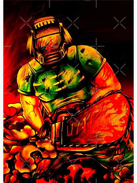 Doom Guy Chainsaw Artwork Poster Gamer Poster By Artanddesigni