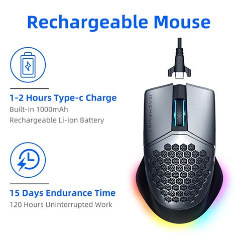 Machenike M8 Gaming Mouse Wireless Rgb Mouse Rechargeable Nozre