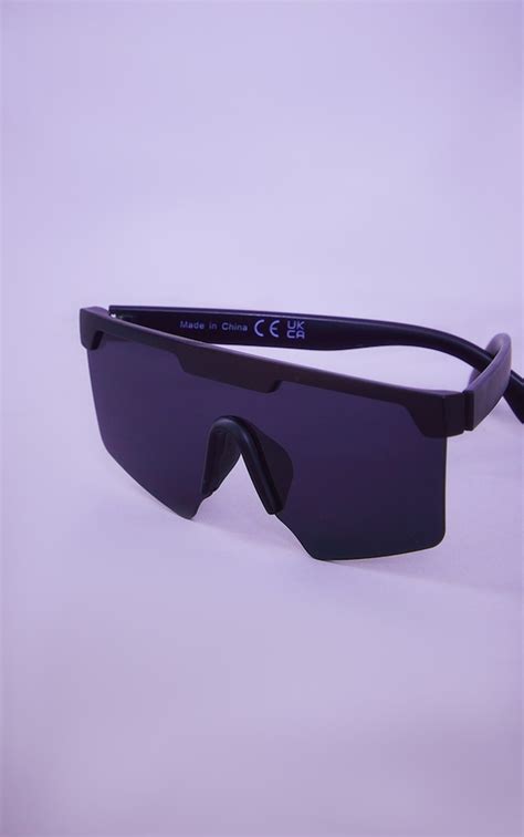 black lens flat top oversized sunglasses prettylittlething