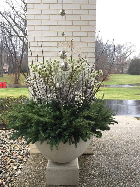 Winter Pots Dirt Simple Outdoor Christmas Planters Christmas Urns