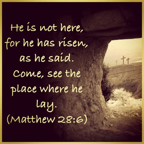 Matthew 286 He Is Risen Resurrection Inspirational Quotes God