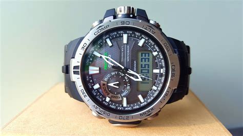 The case, band, and other major parts are done in uniform black, while the navy blue. Обзор и настройка CASIO PRO TREK PRW-6000-1E (Review and ...