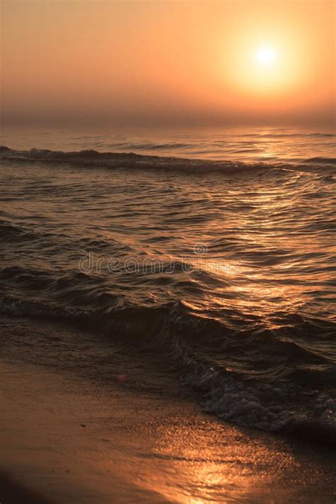 Beatiful Red Sunset Over Sea Surface Stock Photo Image Of Scenic