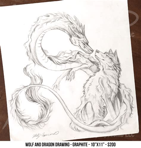 Wolf And Dragon Original Drawing · Katy Lipscomb · Online Store Powered