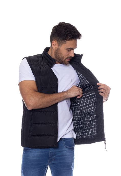 Jaqueta Masculina Puffer Vira Colete Sem Capuz Crocker