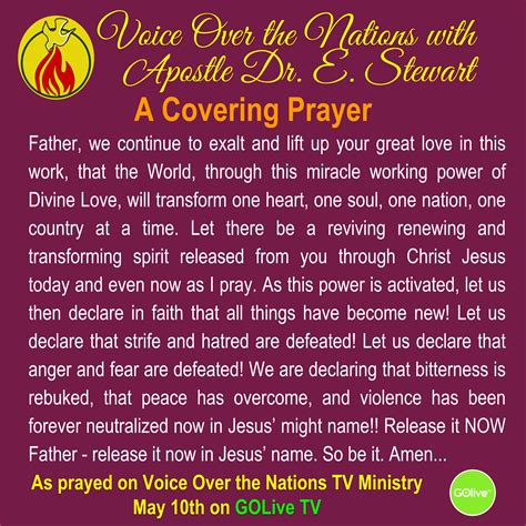 Covering Prayers Bethany Covenant Alive Ministries International