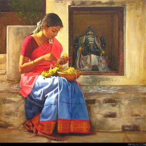 Realistic Tamil Woman Painting Indian Women Painting Indian Artist Indian Art Paintings