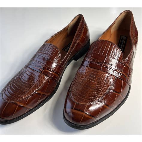 Stacy Adams Stacy Adams Men S Brown Snake Skin On Loafers Shoes Size