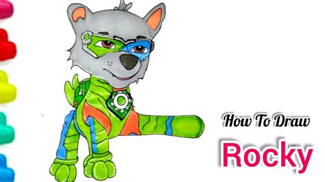 How To Draw Rocky Mighty Pup Rocky From Paw Patrol 🐾 Easy Youtube