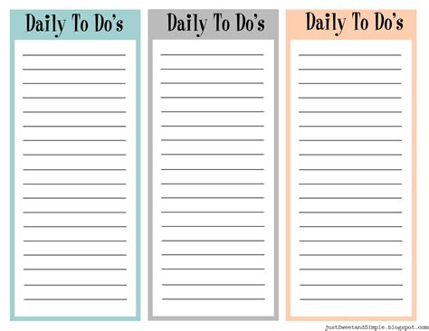 Just Sweet And Simple Printable Little Daily To Do Lists