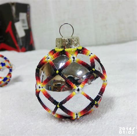 Native American Handmade Beaded Christmas Tree Ornament Holiday Ball