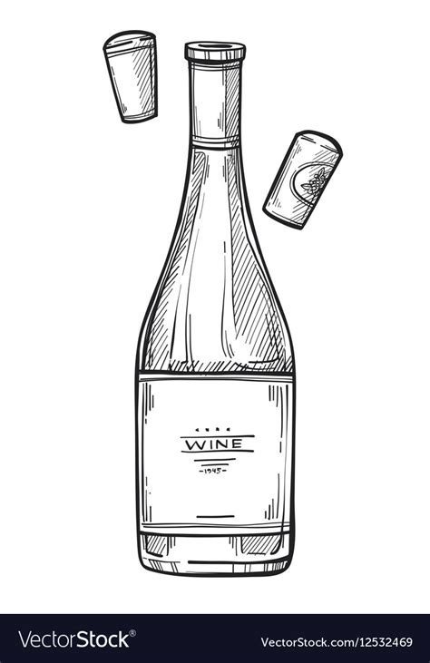 Bottle Of Wine Freehand Pencil Drawing Royalty Free Vector
