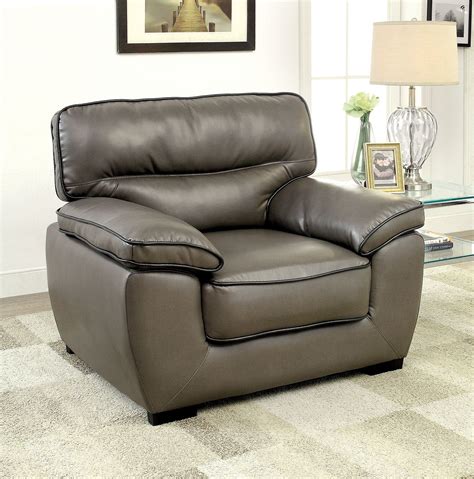 Lennox Gray Shined Faux Leather Living Room Set From Furniture Of