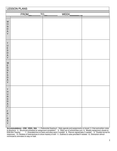 Blank Lesson Plan Template Lesson Plans And Preschool Lesson Plans On