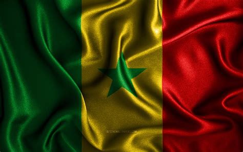 download wallpapers senegalese flag 4k silk wavy flags african countries national symbols