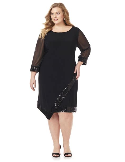 Shop For A Edge Of Night Dress At Catherines Plus Sizes An Asymmetrical Overlay Adds A Modern