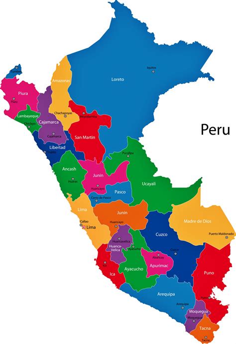 Карта регионов и провинций Перу с возможностью скачивания и печати