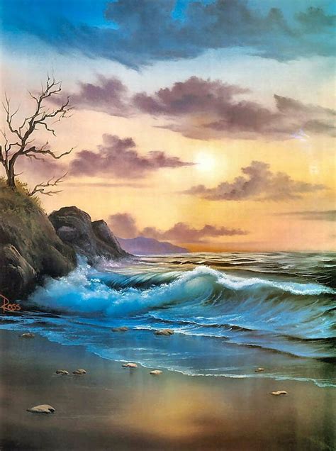 By The Sea ~ Bob Ross Easy Landscape Paintings Seascape Paintings