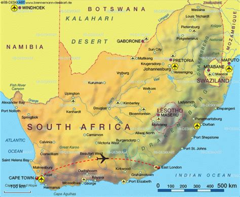 Die karte von südafrika entdecken, welches auf der südspitze von afrika liegt. Inlandsflug Kapstadt - East London von Yo_hannes ...