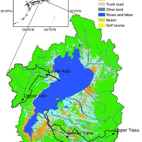 Land Use Map Of The Lake Biwa Catchment With Sampling Locations