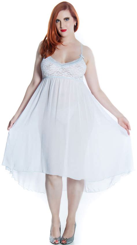 Womens Plus Size Bridal Chiffon Nightgown With G String Set 6101x Shirleymccoycouture